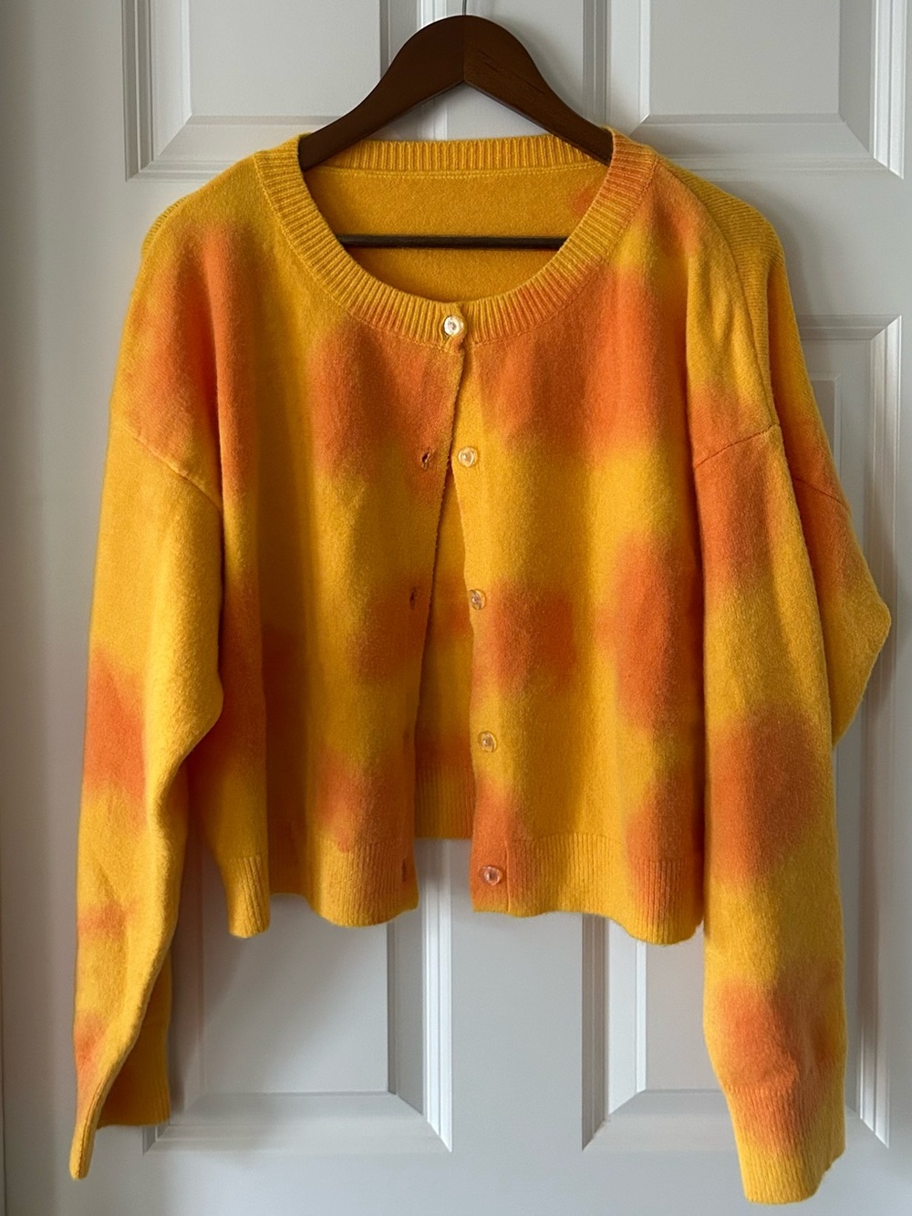 SHEIN Yellow & Orange Tie-Dye Button Cardigan